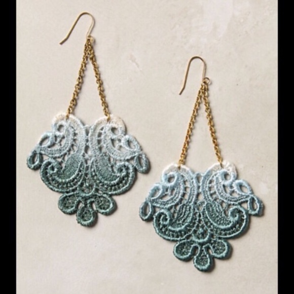 NEW FREE PEOPLE BOHO LACE OMBRE STATEMENT EARRINGS